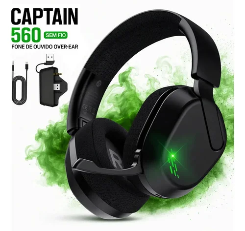 Fone de Ouvido Over-Ear Bogast Captain 560 Sem Fio para Xbox, PS5 e PC com Microfone e Som 3D