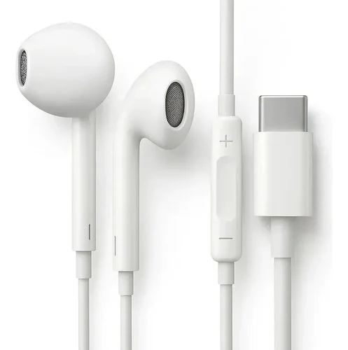 Fones De Ouvido Usb-c Tipo C Com Microfone Integrado Som Estéreo Alta Qualidade Controle Chamadas Compatível Com iPhone 15 16 17 18 Android Samsung Xiaomi Motorola PLUG & PLAY Premium Eletric Teck