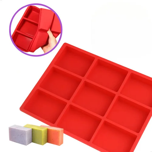 Forma Silicone Sabonete Artesanal Retangular Vermelho