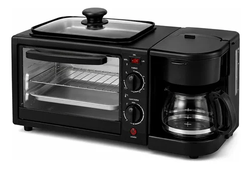 Forno Elétrico Compacto Para Bancada Cafeteira Pazie 3 Em 1 127v Preto
