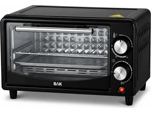 Forno Elétrico Pequeno 9l Porta De Vidro Timer Preto Bancada 110v Preto