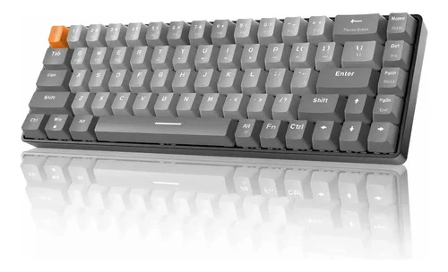Free Wolf K68 Teclado Mecânico Sem Fio Gamer Bluetooth Pc Cinza Português Brasil