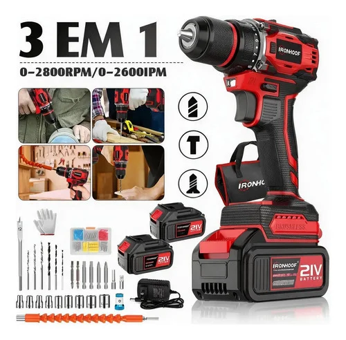 Furadeira Parafusadeira De Impacto A Baterias Brushless 21v Vermelho 110/127/220v