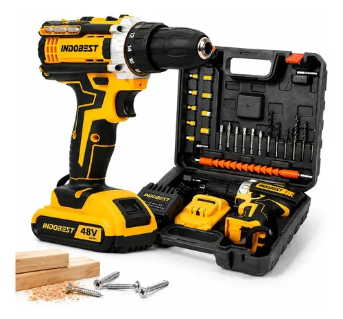 Furadeira Parafusadeira VLX 48V Sem Fio Profissional Com Kit 2 Baterias e Maleta