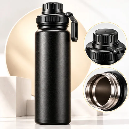 Garrafa Térmica Água Café 800ml Inox Parede Dupla Premium Preto
