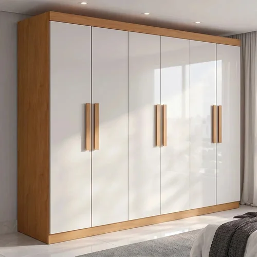 Guarda Roupa 06 Portas Easy Slim Amendoa Clean/off White