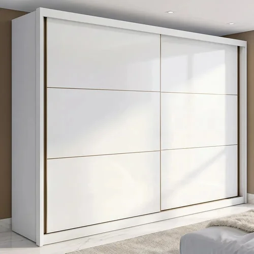 Guarda-roupa Casal MDF 2 Portas Corrediças Branco 6 Gavetas Móveis Lopas