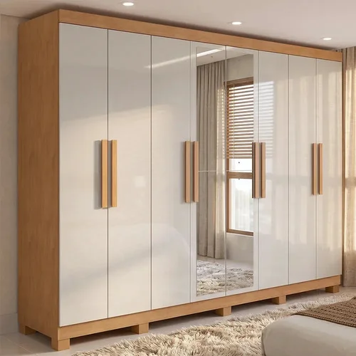 Guarda-roupa Casal Móveis Lopas Easy Slim 8 Portas Com Espelho E Gavetas