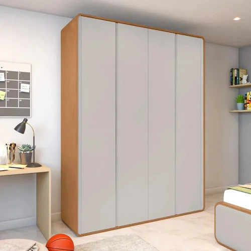 Guarda Roupa Solteiro 100% Mdf 4 Ptas Easy Like Amêndoa/off Amêndoa Clean/off White