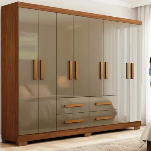 Guarda Roupas Casal Grande 8 Portas 4 Gav. Com Pés Moderno Marrom