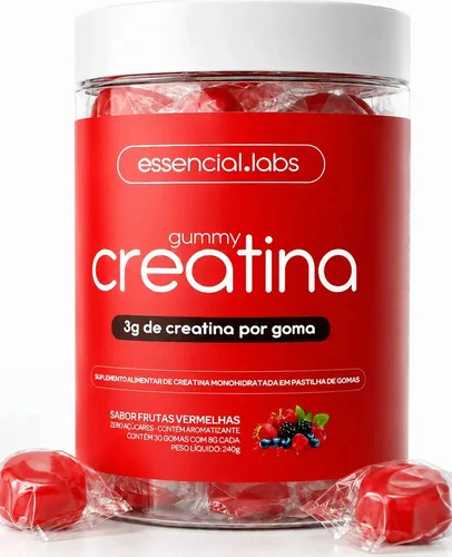 GUMMY de CREATINA PURA com 3g de Creatina por Gummy - 30 Doses - Sabor Frutas Vermelhas