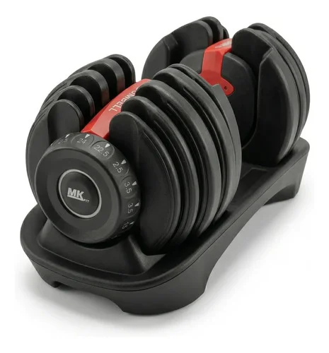 Halter Ajustável Dumbbel Regulável MKFIT de 24 kg com Base para Treino em Casa