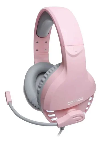 Headset Gamer OEX HS414 7.1 USB Rosa Com LED Branco Microfone Flexível