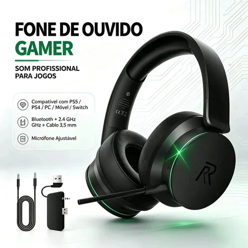 Headset Gamer Sem Fio Para Xbox PS5 PS4 PC Switch Olafvi CT200 Bluetooth 5.3 E 2.4G Microfone Anti-Ruído Estéreo