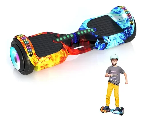 Hoverboard Skate Elétrico 6.5 Polegadas Com Led E Bluetooth Fogo E Gelo
