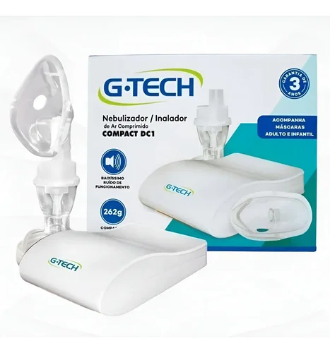 Inalador Nebulizador Adulto Infantil Bivolt Compacto G-tech Branco 127/220v