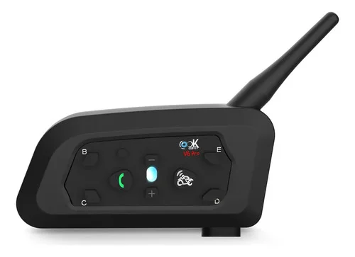 Intercomunicador LOOKEARTH V6 Pro para Capacete Bluetooth 5.1, 6 Pilotos e 1.2 Km
