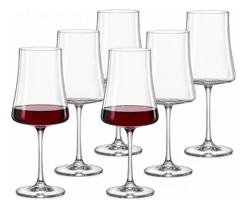 Jogo 6 Taças Cristal Titanium Vinho Tinto 460ml Xtra Bohemia Incolor