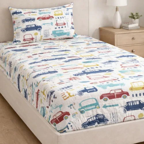 Jogo De Lençol Solteiro Estampado 2 Peças Cama Infantil Kids Carro