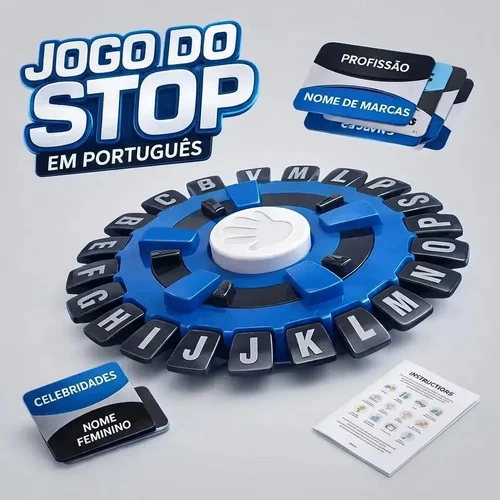Jogo De Tabuleiro Palavras Stop Letras Português Temporizado Pequeno