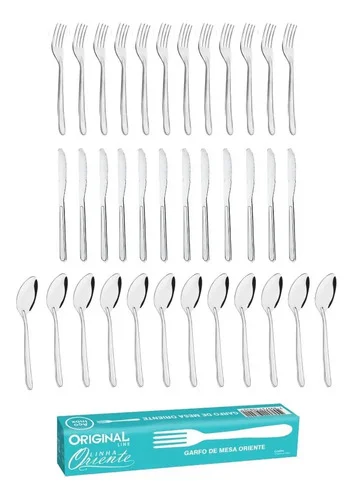 Jogo de Talheres Line Aço Inox 36 Peças Prateado