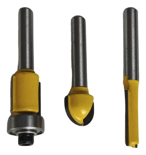 Jogo Fresas Tupia Madeira Haste 6mm Kit 3 Peças Evjf03 Evald