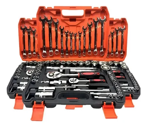 Jogo Soquete Chave Combinada Catraca Kit 61 Pcs Com Maleta Cor Cinza-escuro
