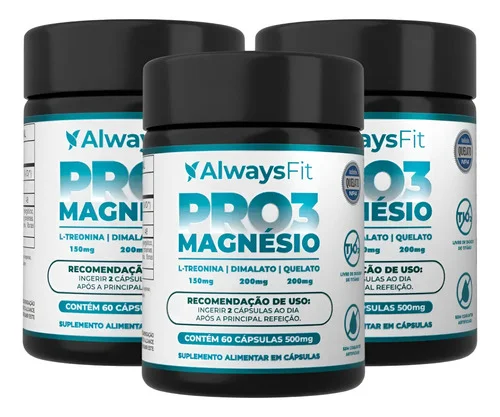 Kit 03 Always Fit Pro3magnésio 60 Cápsulas Sem Sabor Sem Sabor