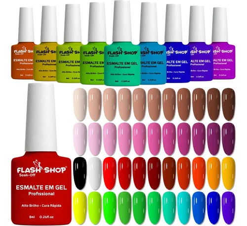 Kit 06 Esmaltes Em Gel Led Uv Unhas Gel Acrigel
