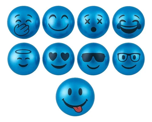 Kit 10 Bolas Vinil Emoji Coloridas Infláveis Brinquedo Festa