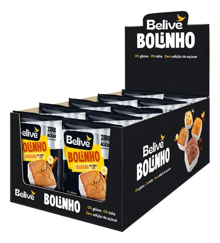 Kit 10 Bolinhos de Banana Sem Glúten Sem Açúcar Sem Leite Belive
