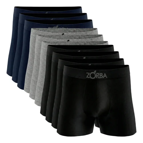 Kit 10 Cuecas Boxer Zorba Algodão Respirável Masculina 3 Marinhos - 3 Mesclas - 4 Pretos Confortável G ( 46 - 48 ) Cueca Box Cueca Algodão Cueca Sem Costura