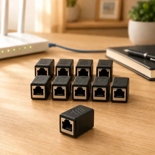 Kit 10 Emendas Conector Extensor Adaptador Rj45 Pino Reto Fêmea Para Redes De Internet E Game Rápida e Alta Velocidade 10 unidades - Yuso