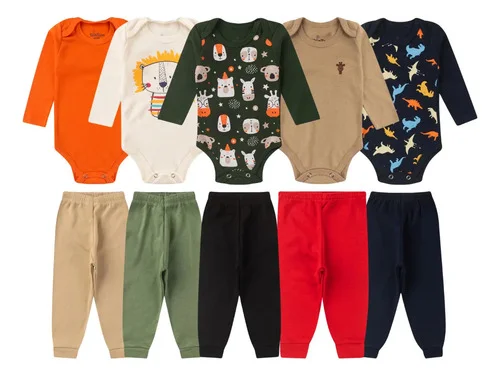 Kit 10 Peças Enxoval Bebe Menino/menina Body Calça Algodão