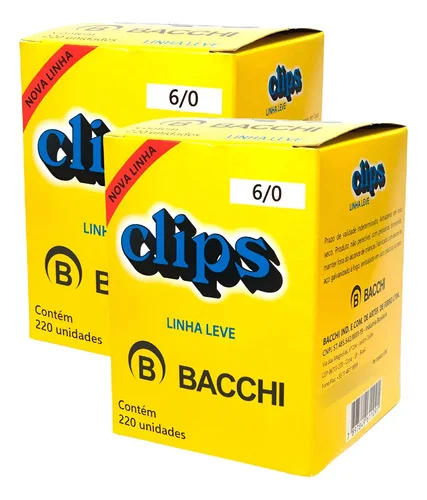 Kit 2 Caixas Clips Para Papel Bacchi Galvanizado Papelaria