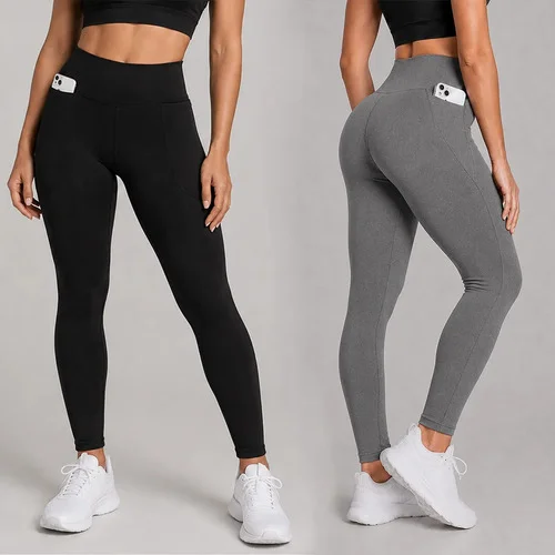 Kit 2 Calças Legging Feminina Grossa Cintura Alta Com Bolso