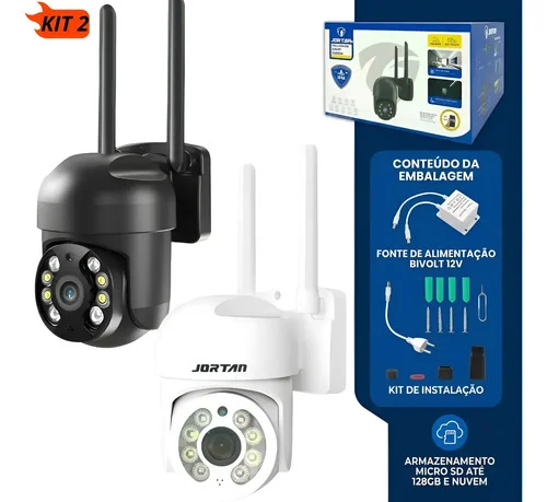 Kit 2 Câmera De Segurança Wifi Ptz 360° Ip66 Visão Colorida