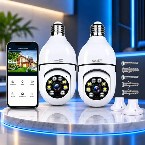 Kit 2 Câmeras Lampada De Segurança Ip Wifi Com Visão Noturna Interna Externa App Yoosee Espiã 360º Cor Branco Sensor De Movimento Garagem Sacada Comercio