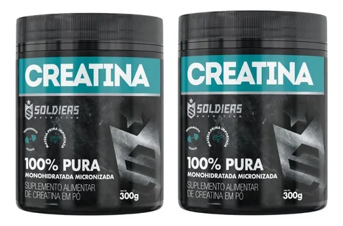 Kit: 2 Creatina Pote 300g 100% Pura Soldiers Nutrition Treino Performance Fortalecimento