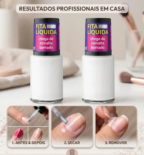 Kit 2 Fita Líquida Anti Borrado Esmalte Perfeito - Cora