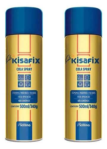Kit 2 Latas De Cola De Contato Em Spray Kisafix 500ml/340g Castanho