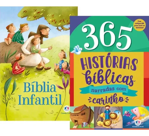 Kit 2 Livros | 365 Histórias Bíblicas Narradas Com Carinho + Bíblia Infantil: Infantil Específico, Vol. Único. Editorial Ciranda, Capa Mole Em Português, 2024