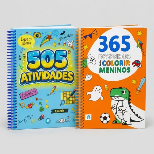 Kit 2 Livros 505 Atividades E 365 Desenhos Meninos Colorir