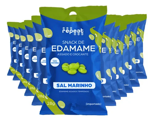 Kit 20 Packs Snack De Edamame Sal Marinho Repeat 28g