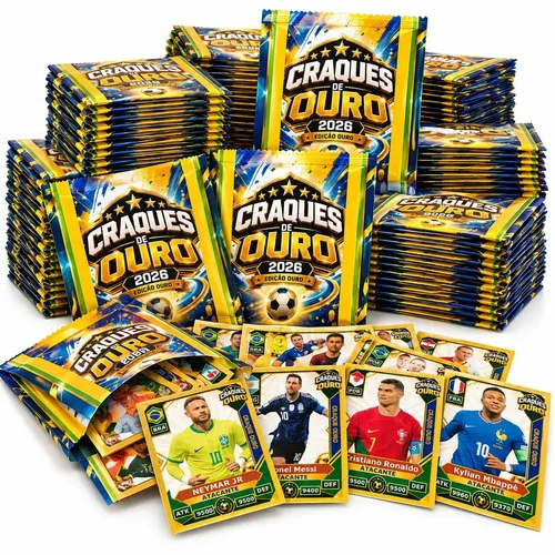 Kit 200 Cards cartinha cartas figura Bater Bafo Futebol Fifa Neymar Craques de Ouro-50 pacotes Brincards Diversao Bafão