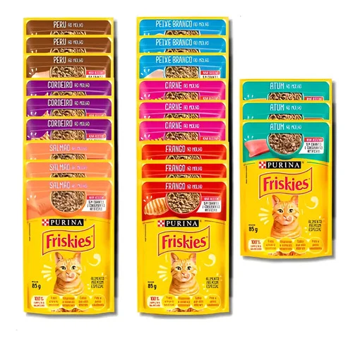 Kit 21 Sachês Friskies Mix Sabores Gatos Adultos 85g Alimento Úmido
