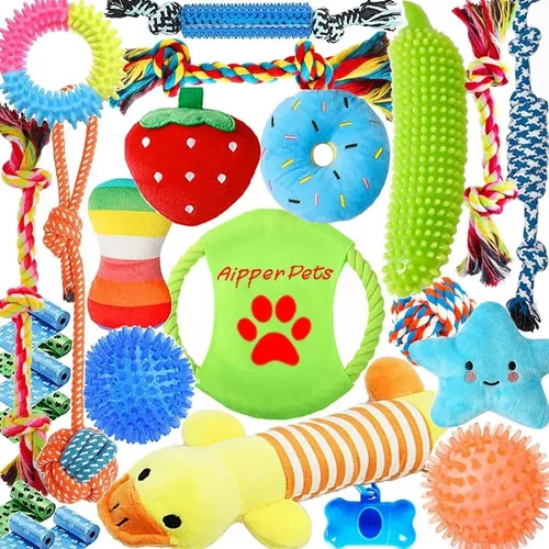 Kit 25 Brinquedos Para Cachorro Porte Pequeno E Filhote Brinquedos De Corda E Borracha Anti Estresse Para Dentição Adestramento E Mordida