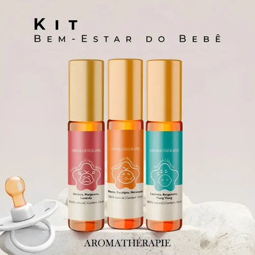 Kit 3 Aromaterapias Bebê Natural Blend Óleos Essenciais