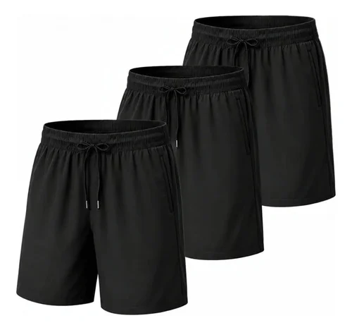 Kit 3 Short Tactel Masculino Casual Praia Bermuda Bolso