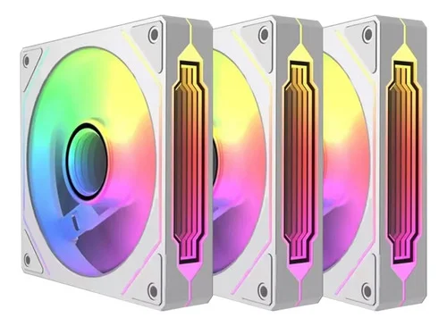 Kit 3 Ventoinhas Rgb Brancas 120mm Gabinete Pc Cooler Pás Brancas Reversas